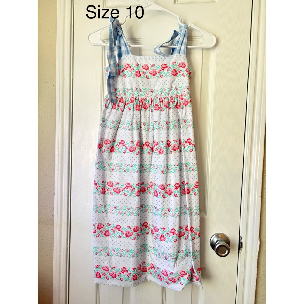 Girls White Floral Sundress with Blue Straps